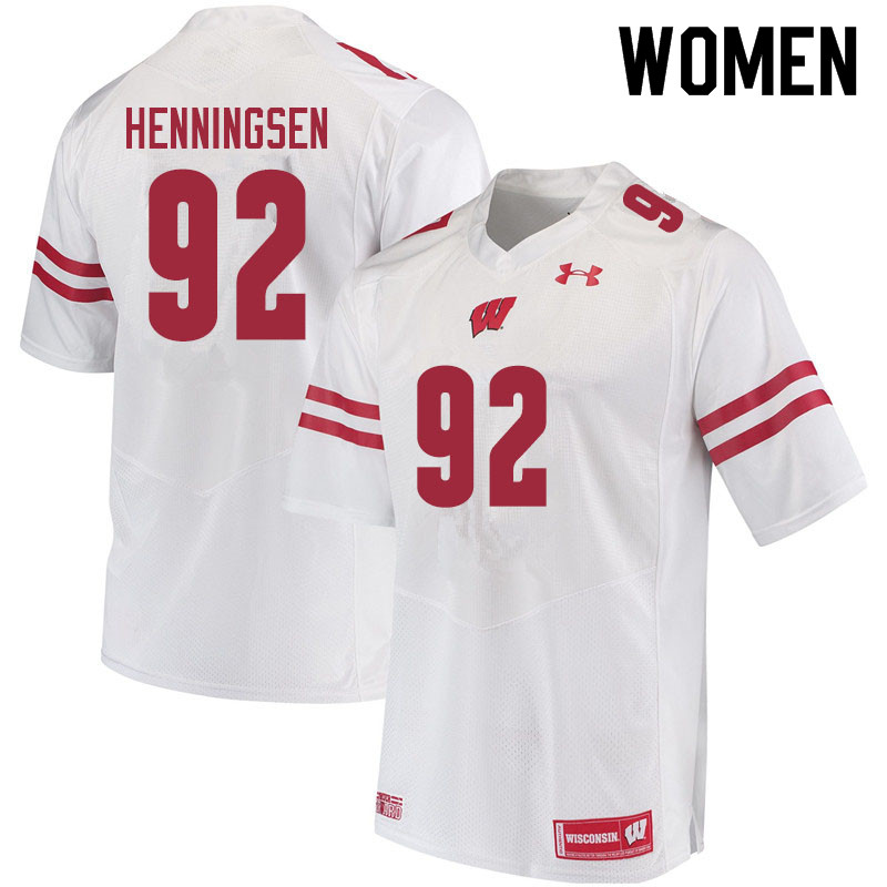 Wisconsin Badgers Women's #92 Matt Henningsen NCAA Under Armour Authentic White College Stitched Football Jersey JV40X78PW